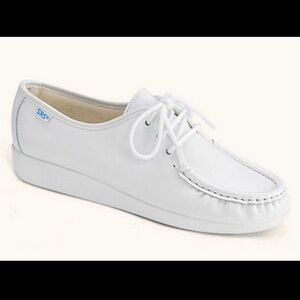 SAS Women’s Siesta White Lace-Up White Leather Loafers Size 12 US